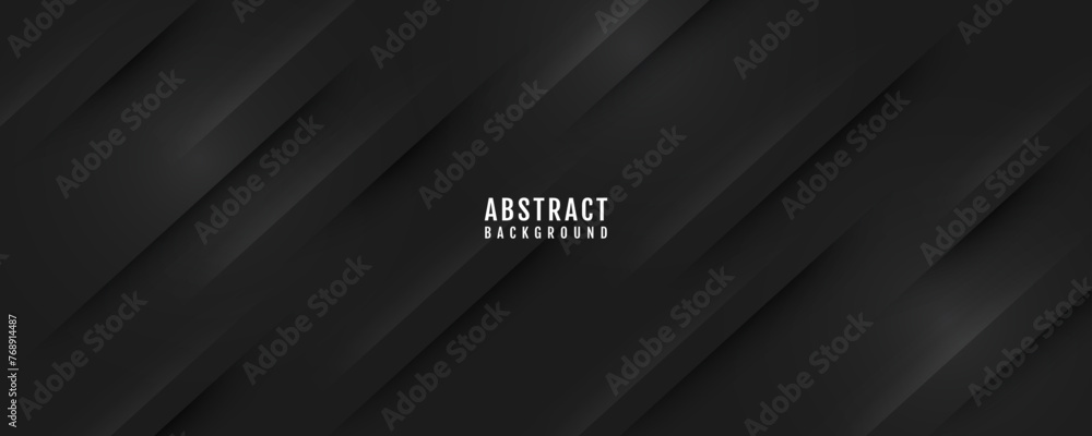 Aufkleber 3d black geometric abstract background overlap layer on dark space with sliced shape decoration. mod