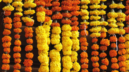 Colorful flower garland festival decoration