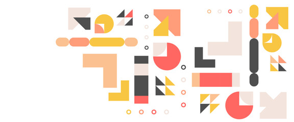 Colorful banner vector memphis geometric style background template. For web design, business presentation, website header, invitation background