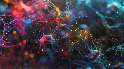 Neural Lace Mindscapes: Merging Biological and Artificial Intelligence and conceptual metaphors of Merging Biological and Artificial Intelligence - obrazy, fototapety, plakaty