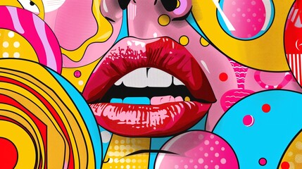 sexy lips in pop art style