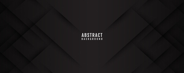 3D black geometric abstract background overlap layer on dark space with sliced shape decoration. Modern graphic design element cutout style concept for web banner, flyer, card, or brochure cover