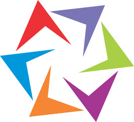 Fototapeta na wymiar triangle 3d circle star colored bussiness vector logo. shape