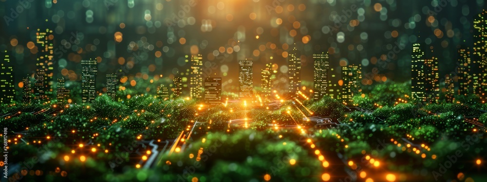 Poster infographic highlighting the environmental impacts of blockchain technology, comparing energy consum