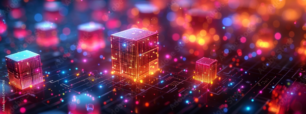 Poster illustrate the concept of web3, depicting a decentralized internet ecosystem built on blockchain tec