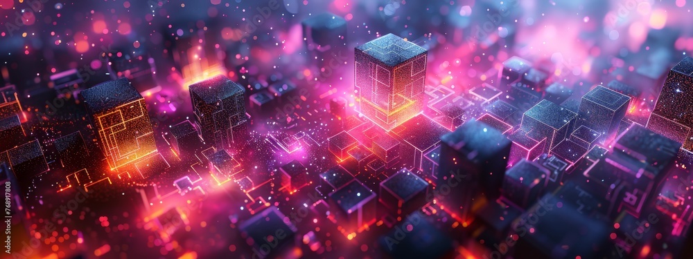 Poster illustrate the concept of web3, depicting a decentralized internet ecosystem built on blockchain tec