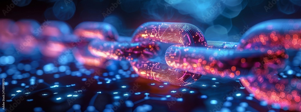Poster visualize blockchain's role in healthcare, ensuring the integrity and privacy of medical records whi