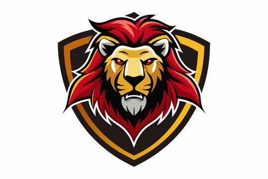 a sports team logo featuring a lion on white-backg vector illustration