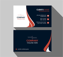 Corporate business card with presentation background. Modern simple visiting card layout with organic shape. Clean business card desogn for company professional.