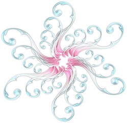 3d shiny blue and pink floral petal swirl