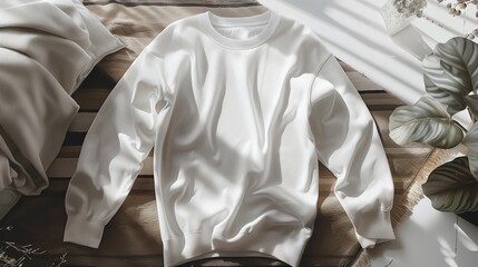 A mock-up of blank adult long sleeve t-shirt lying in the room. Generated by artificial intelligence.