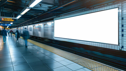 Naklejka premium Blank Advertising Billboard in Subway Station