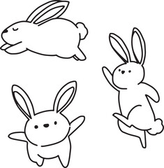 easter line rabbit cute baby rabbit illustration