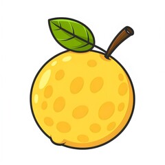 Lemon with leaf, lemon vector illustration, lemon isolated on white background, lemon fruit, illustration of lemon