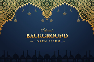 Realistic three-dimensional islamic ornamental background