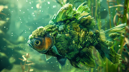 Enchanted underwater world with exotic fish - obrazy, fototapety, plakaty