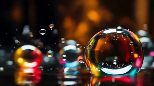 Close up of rainbow soap bubbles