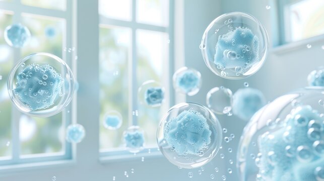Air sanitizing bubble created by purifiers, allergens removed, serene , 3D illustration