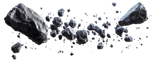 Flying asteroids cut out