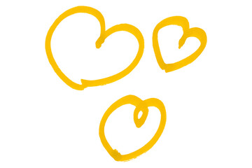 Yellow hearts isolated on transparent background