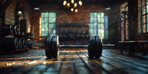Ambient gym setting with essential weightlifting gear ready for a workout