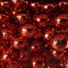 Glistening red christmas ornament spheres