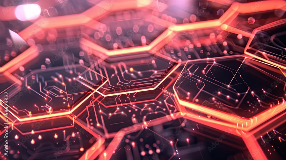 Poster abstract technology or medical background with hexagons shape pattern.