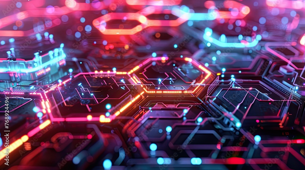 Aufkleber abstract technology or medical background with hexagons shape pattern.