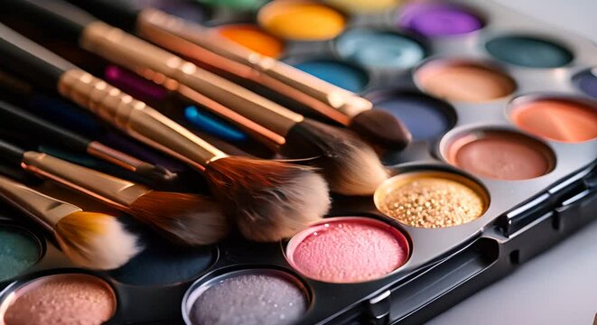 Make-up artist's brushes and palette, painting confidence