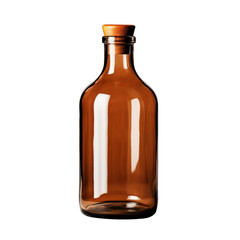 brown glass bottle isolated on transparent background