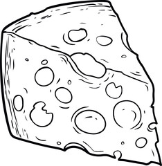 Piece of cheese drawing doodle food design.
