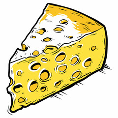 Piece of cheese drawing food decoration.
