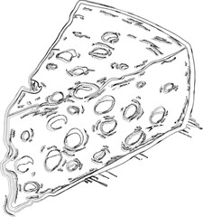 Piece of cheese drawing doodle food design.