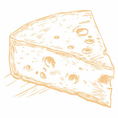 Piece of cheese drawing doodle food design.