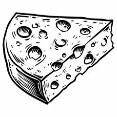 Piece of cheese drawing doodle food design.