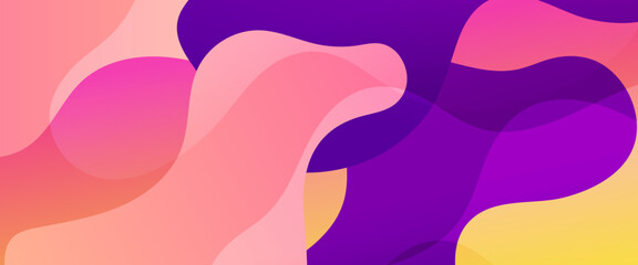 Pink and purple violet simple abstract gradient banner with wave and liquid shape. Vector design layout for presentations, flyers, posters, background, annual report, invitations