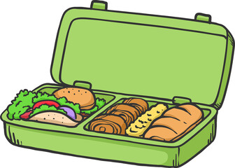 lunchbox cartoon hand drawn style color