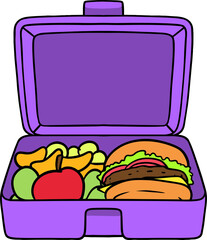 lunchbox cartoon hand drawn style color
