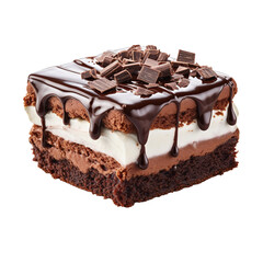Brownie cake piece isolated on transparent background
