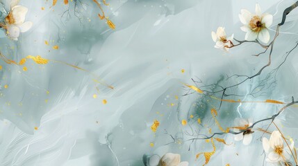 A modern abstract background, featuring flowers, branches