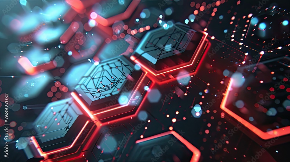 Poster abstract technology or medical background with hexagons shape pattern.