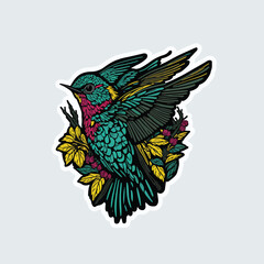 Obraz premium Vector hummingbird animal cartoon sticker