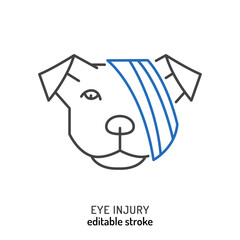 Eye injury in dogs. Linear icon, pictogram, symbol. - 768928428