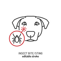 Parasitic injury in dogs. Linear icon, pictogram, symbol. - 768929041