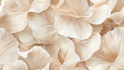 pattern of delicate petals in shades of cream, creating an ethereal and dreamy atmosphere with a soft focus on the background Generative AI
