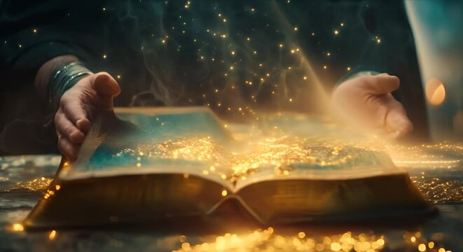 Alchemist transforming lead into gold, next to passive income spellbook
