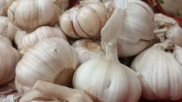 garlic on the market view