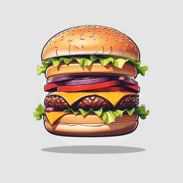 Burger Icon Cartoon Design Very Cool