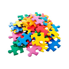 Colorful puzzles. Isolated on transparent background.