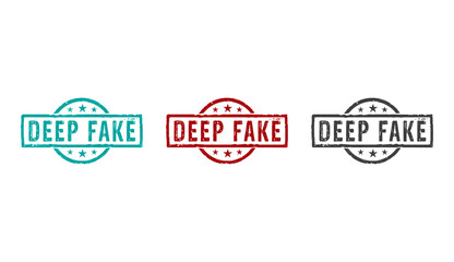 Deep fake hoax stamp and stamping - obrazy, fototapety, plakaty